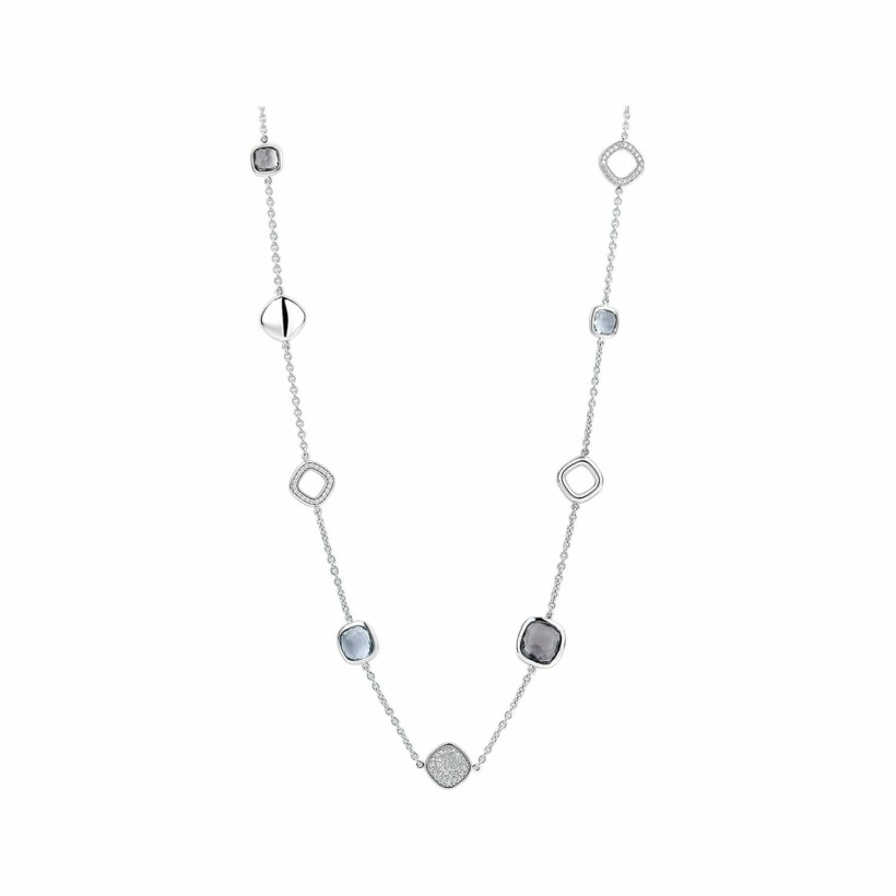 Collier Ti Sento en argent et pierres synthétiques bleu vert, 42cm