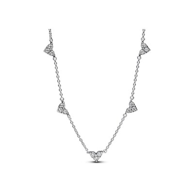 Collier Pandora Chaine Station Coeur Triple Pierre en argent, taille 45 cm