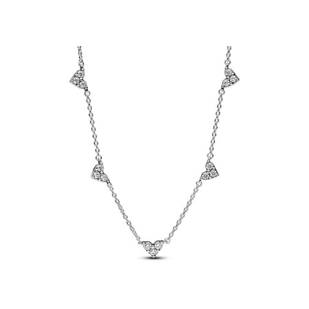 Collier Pandora Chaine Station Coeur Triple Pierre en argent, taille 45 cm