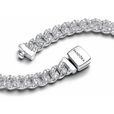 Collier Pandora Maille Cubaine Pavé en argent, 45 cm