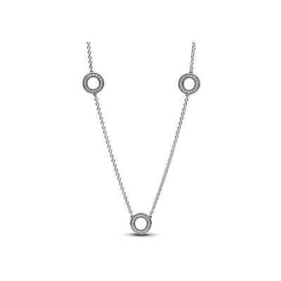 Collier Pandora Chaine Cercles Pavé en argent, taille 50 cm