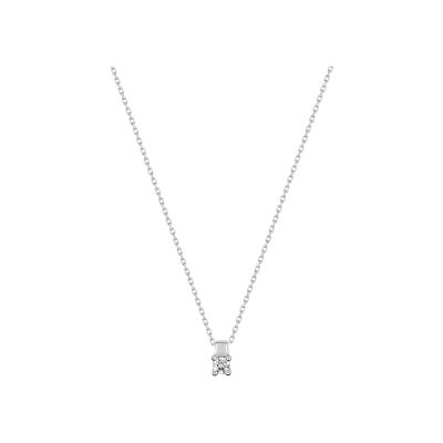 Collier en or blanc et diamant 0.08ct, taille 42cm