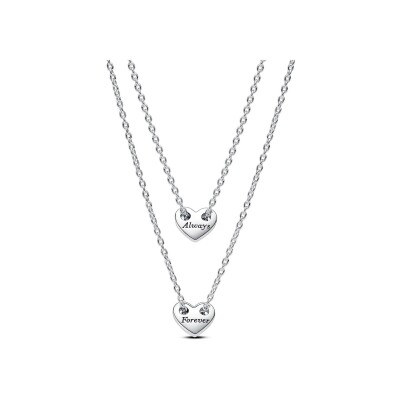 Collier Pandora Moments Coeur Séparables Forever & Always en argent, 45 cm