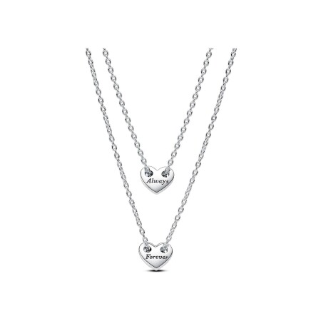 Collier Pandora Moments Coeur Séparables Forever & Always en argent, 45 cm