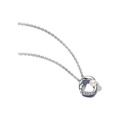 Collier Pandora Cercle Organique en argent, perle et oxyde de zirconium, 45 cm