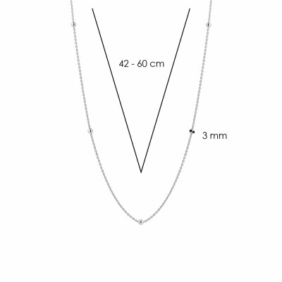 collier Ti Sento en argent rhodié, boules, 42cm