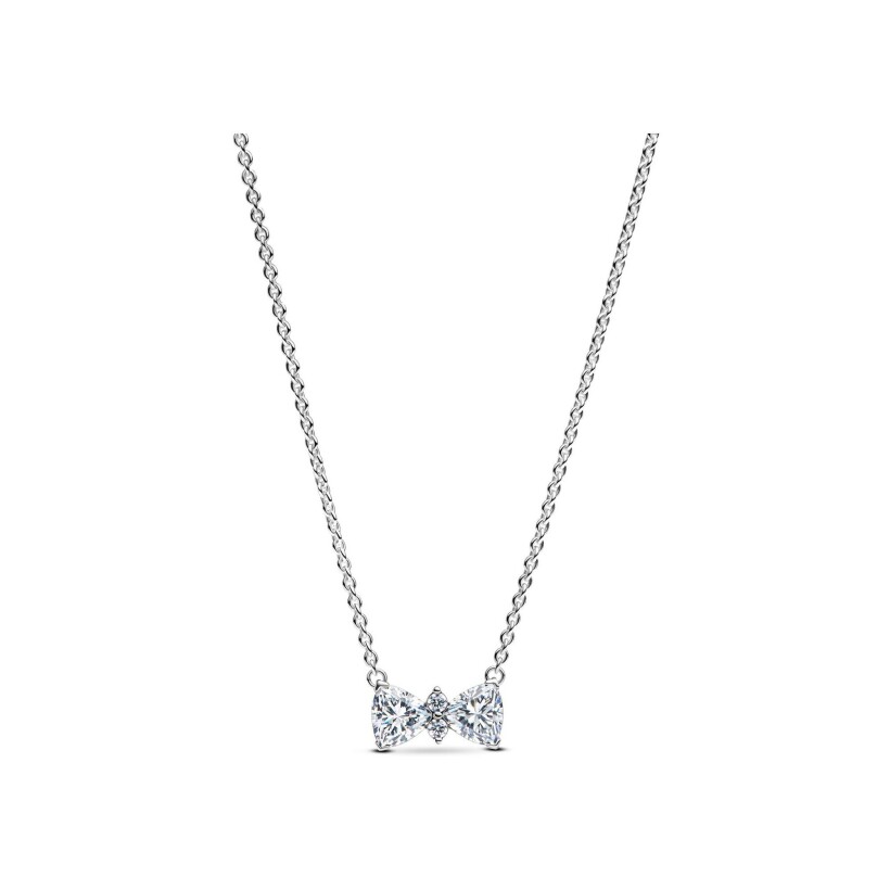 Collier Pandora Timeless Nœud Scintillant en argent et oxydes de zirconium