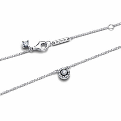 Collier Pandora Halo Pavé Rond en argent et oxydes de zirconium, 45 cm