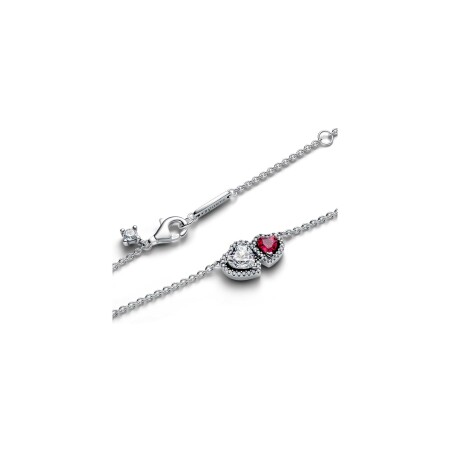 Collier Pandora Timeless à pendentif cœurs halo en argent