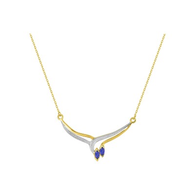 Collier en or jaune et saphir, taille 42cm