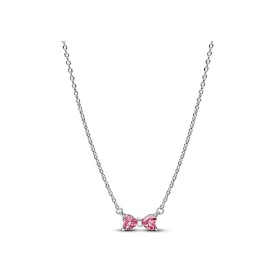 Collier Pandora Nœud Rose en argent et oxydes de zirconium, 45 cm