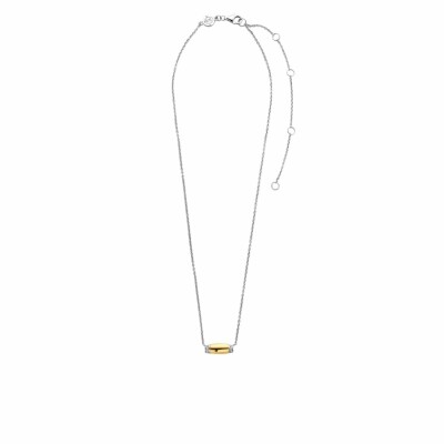 Collier Ti Sento en argent rhodié doré, cartouche doré, 42cm