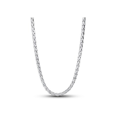 Collier Pandora Moments Maille Queue de Renard Fermoir Pavé en argent et oxydes de zirconium, 45 cm