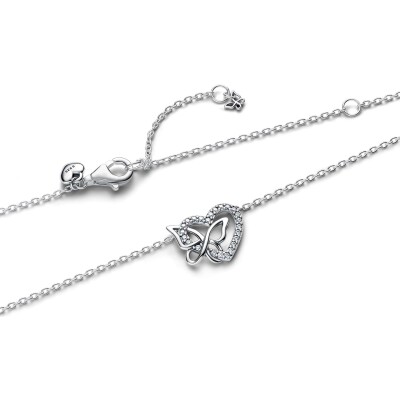 Collier Pandora Moments Cœur et Papillon Entrelacés en argent et oxydes de zirconium, 45 cm