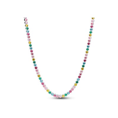 Collier Pandora Timeless Rivière Multicolore en argent, oxydes de zirconium et cristaux de synthèse, 40cm