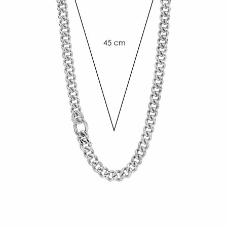 Collier Ti Sento en argent rhodié, grands maillons, 45cm