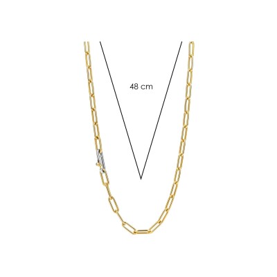 Collier Ti Sento en argent doré, maille forçat, 48cm