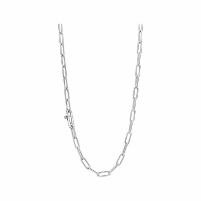 Collier Ti Sento en argent rhodié, maille forçat, 48cm