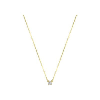 Collier en or jaune et diamant 0.02ct, taille 42cm