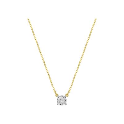 Collier en or jaune et diamant 0.04ct, taille 42cm
