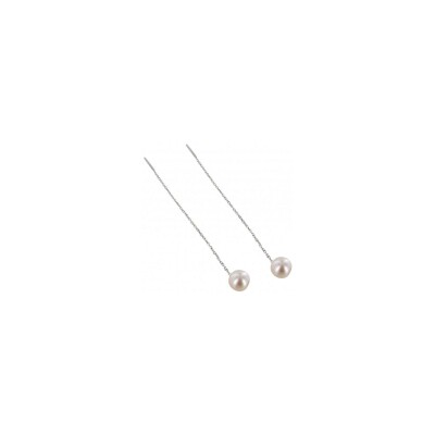 Boucles d'oreilles en or blanc et perle de culture d'eau douce