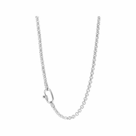 Collier Ti Sento en argent rhodié et oxydes de zirconium, fermoir pavé, 48cm