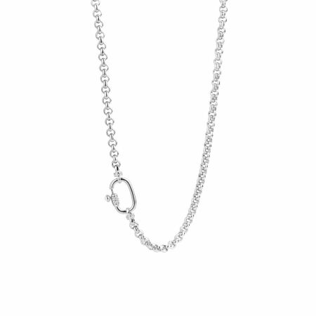 Collier Ti Sento en argent rhodié et oxydes de zirconium, fermoir pavé, 48cm