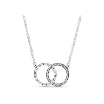Collier Pandora Signature cercles entremêlés signature & scintillement en argent et oxyde de zirconium, 45cm