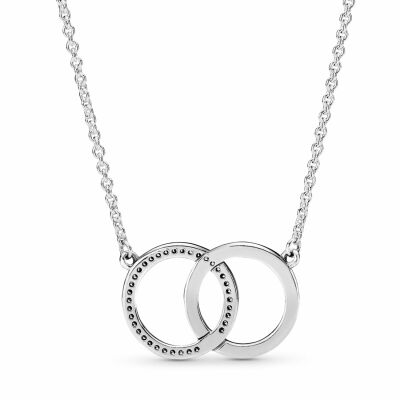 Collier Pandora Signature cercles entremêlés signature & scintillement en argent et oxyde de zirconium, 45cm