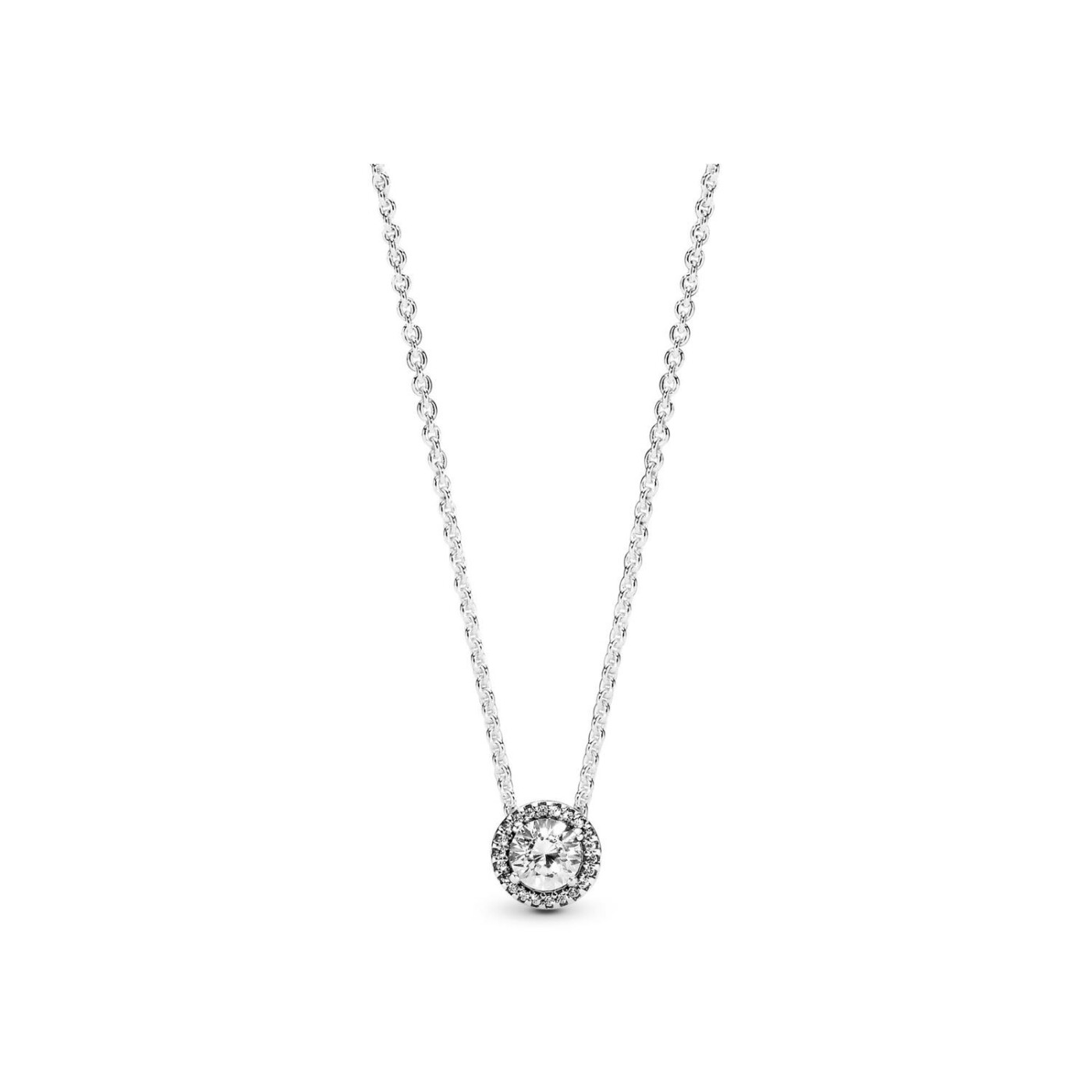 Collier Pandora Timeless halo scintillant rond en argent et oxyde de zirconium, 45cm