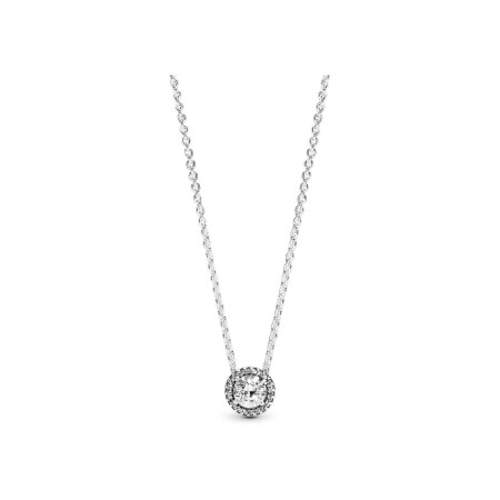 Collier Pandora Timeless halo scintillant rond en argent et oxyde de zirconium, 45cm