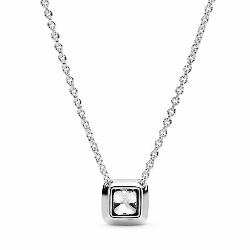 Collier Pandora Timeless halo scintillant carré en argent et oxyde de zirconium, 45cm