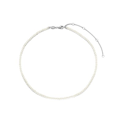 Collier Ti Sento en argent plaqué platine et perles