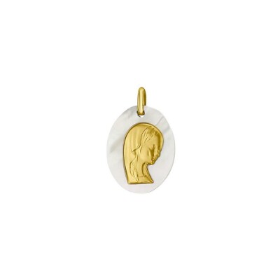 Médaille Vierge en or jaune et nacre