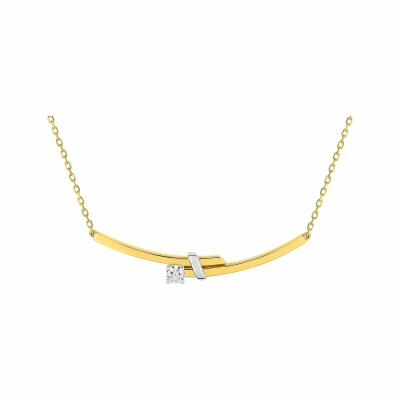 Collier en or jaune, rhodium et oxyde de zirconium