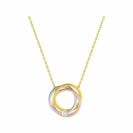 Collier en or jaune, or rose, or blanc et oxydes de zirconium