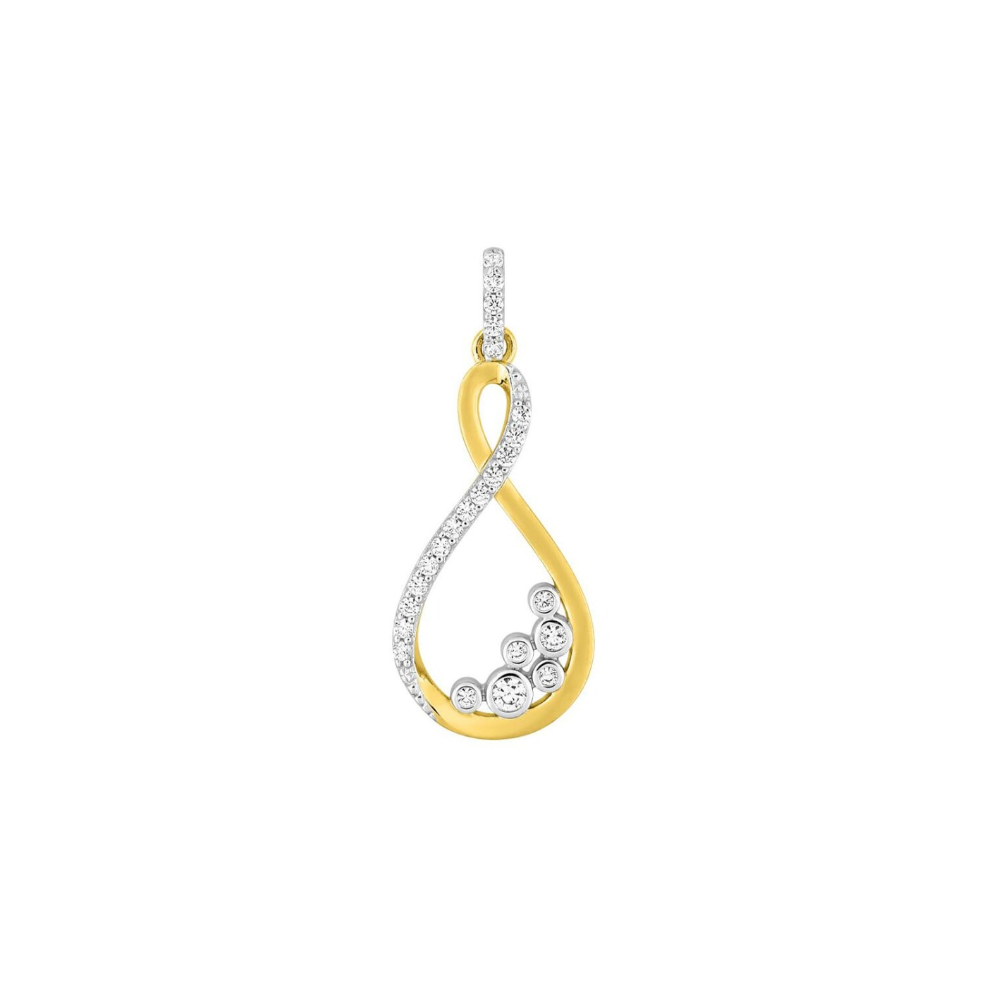 Pendentif en or jaune, rhodium et oxydes de zirconium