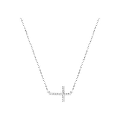 Collier en or blanc et oxyde de zirconium