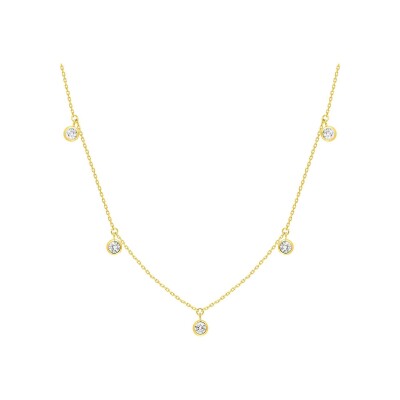 Collier en or jaune et oxyde de zirconium