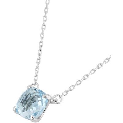 Collier en or blanc et topaze bleue