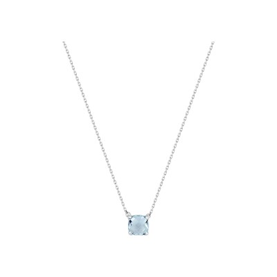 Collier en or blanc et topaze bleue