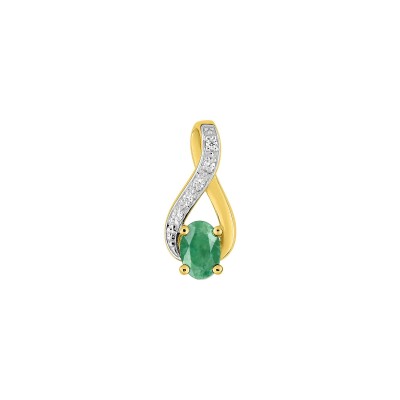Pendentif en or jaune, émeraude et oxyde de zirconium