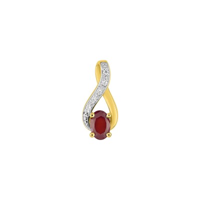 Pendentif en or jaune, rubis et oxyde de zirconium