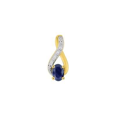 Pendentif en or jaune, saphir et oxyde de zirconium