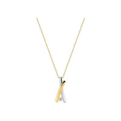 Collier en or jaune et oxyde de zirconium