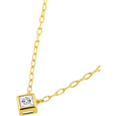Collier en or jaune et oxyde de zirconium