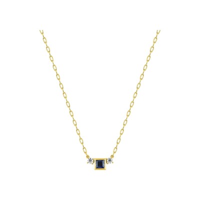 Collier en or jaune, saphir et oxyde de zirconium