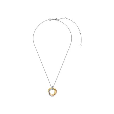 Collier Ti Sento en argent plaqué platine, argent plaqué or jaune, rose et oxyde de zirconium, taille 42cm
