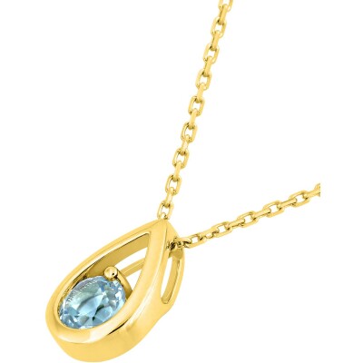 Collier en or jaune et topaze bleue