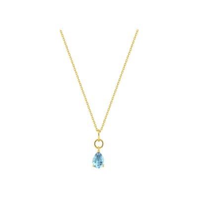 Collier en or jaune et topaze bleue